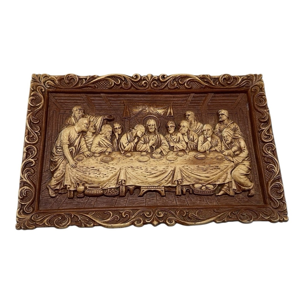 Vintage Last Supper Dinner Raised 3D Faux Wood Wall Decor Multi Products Inc USA